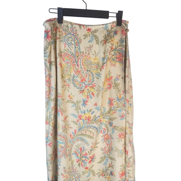 Talbots Size 8 Floral Leaf Print Wrap Midi Skirt - Picture 4 of 15